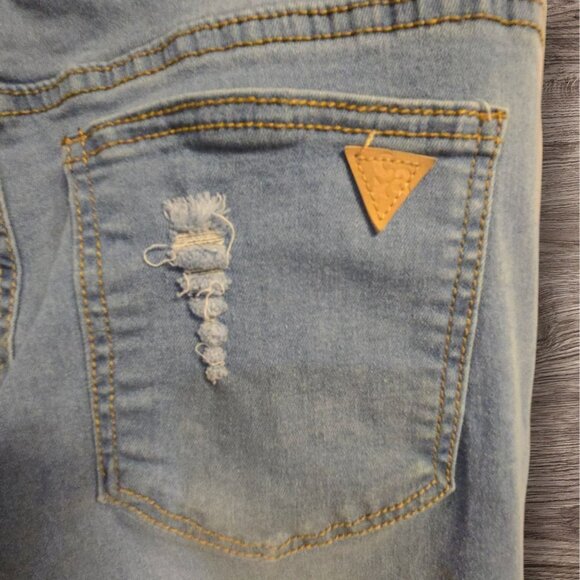 Celebrity Ace Distressed Flare Jeans Size 15/32 Light Blue Denim Hippie - Picture 7 of 8